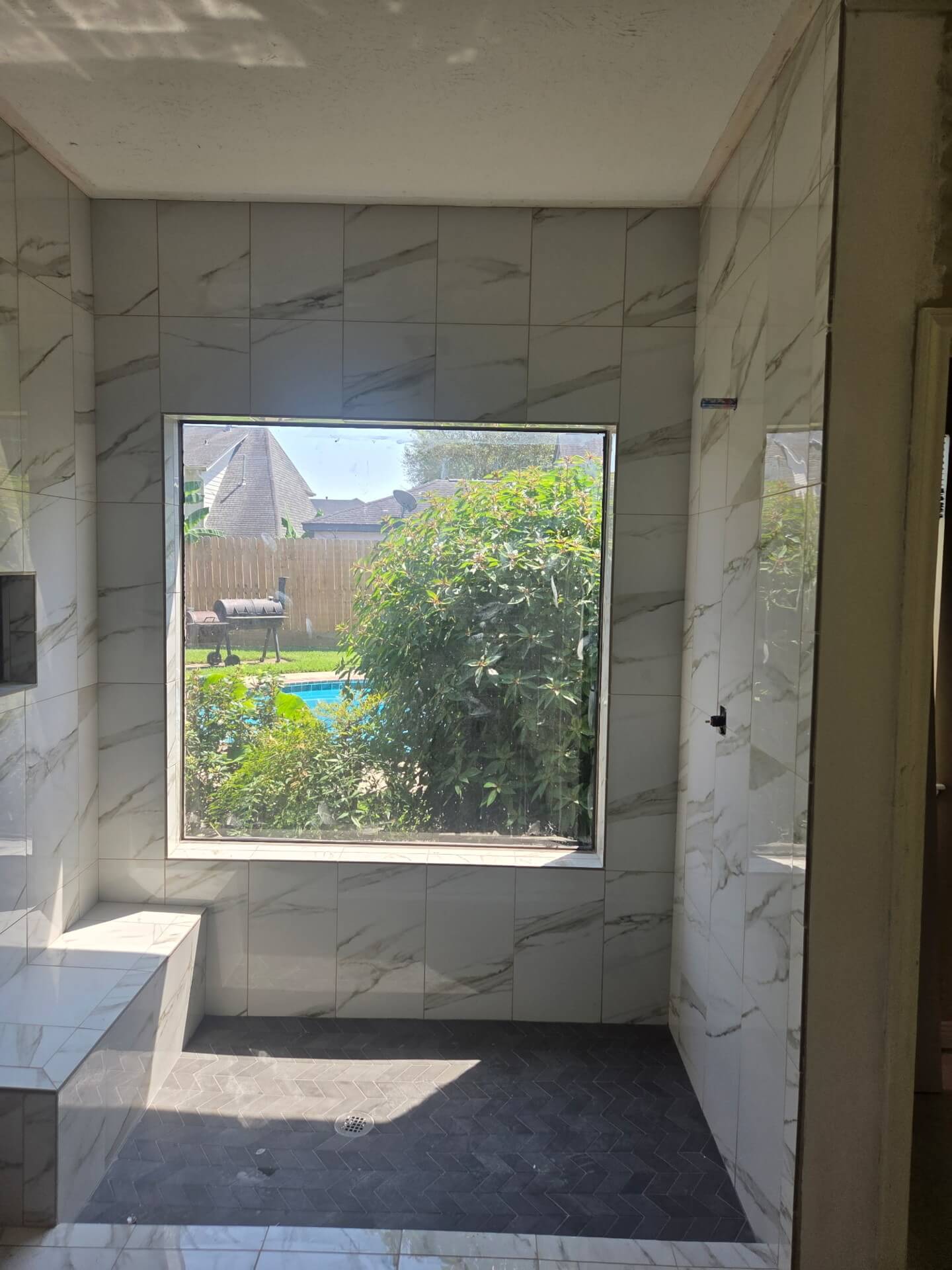 shower repair with window
