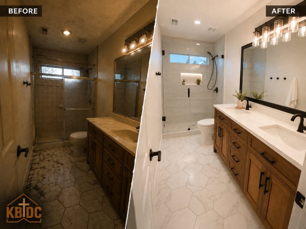 Bathroom Remodel by KBDC — before and after
